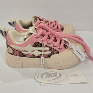 KILLWINNER Smile Life Chunky Sneakers Cream and Pink Size US 7 New Trendy